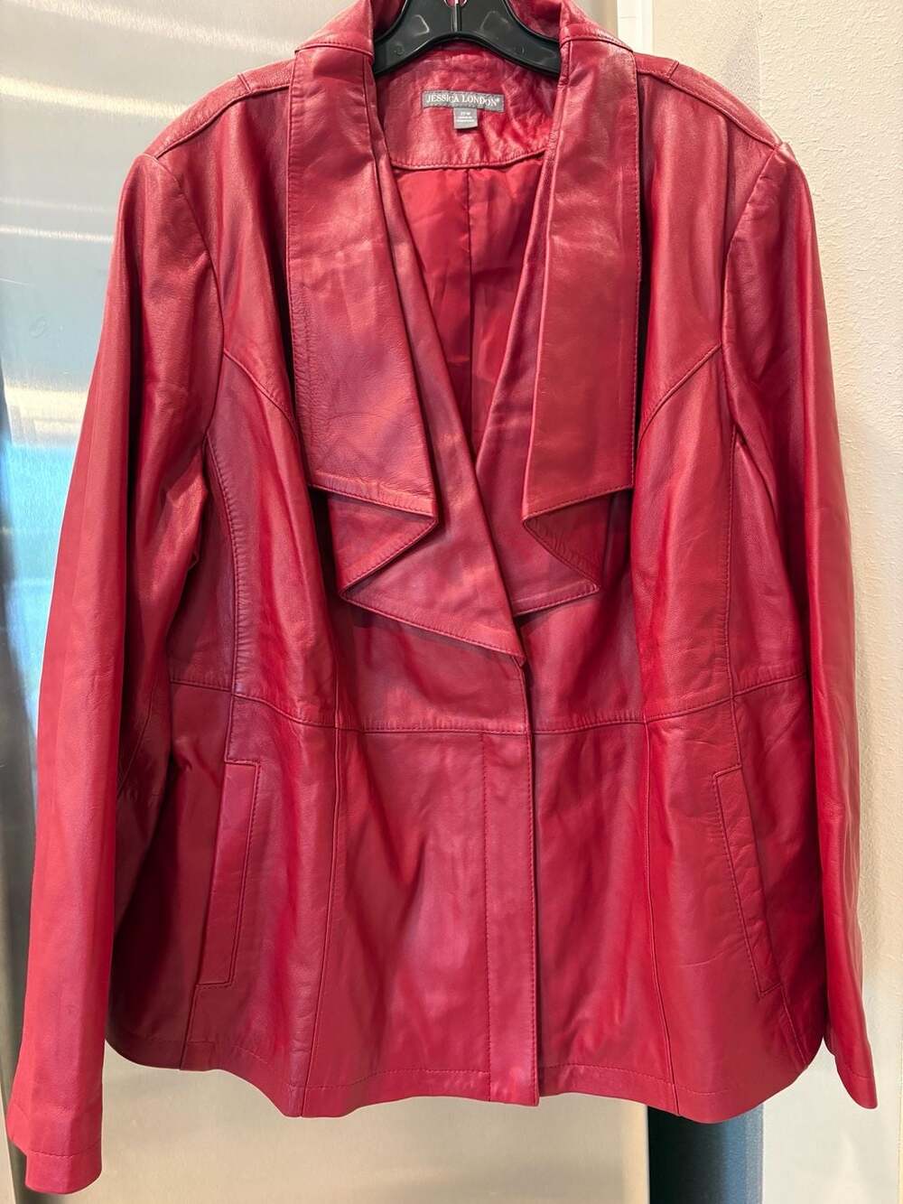Jessica London Red Leather Jacket 22W Plus Size - Picture 2 of 9
